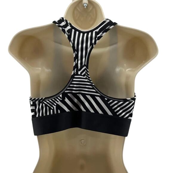 Victoria's Secret Sports Bra Women Large Black White Stripe Racerback The Player - Picture 7 of 7